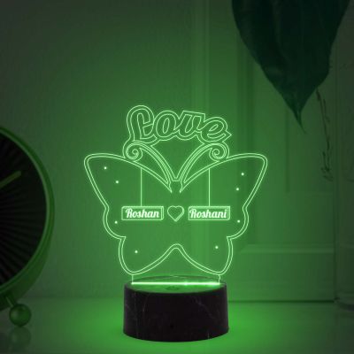 Love Butterfly Night lamp with Multicolored Light Customized with Name Gift for Loveable Person